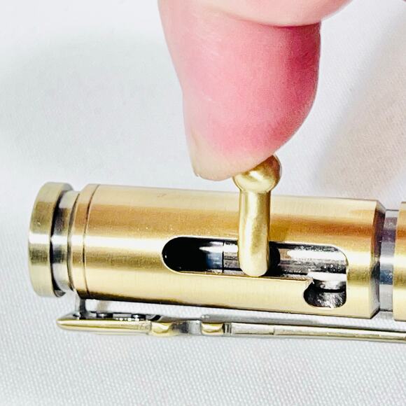 Bolt Action Ball Point Pen Rifle Handmade Brass Gold Brown Swirl Acrylic Resin - Picture 7 of 7